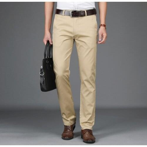 Summer Trousers Men Pants Business Casual Mid-waist Straight Lightweight pantalon homme Men Pants Plus Size 29-42 Pants Men