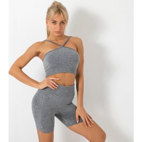 Summer 2PCS Sport Suits Women Gym Set Quick-Drying Fitness Sports Bra Seamless Shorts Workout Running Clothing Nylon Yoga Set