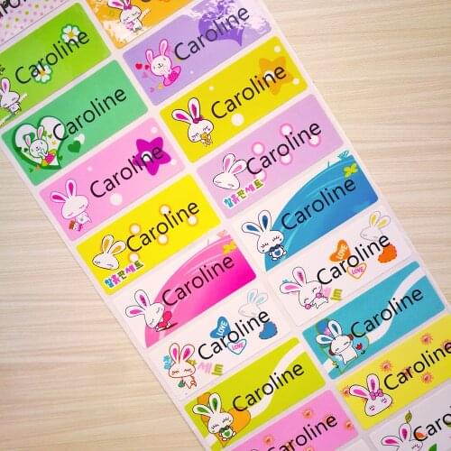 Personal Name Stickers Fashion Rabbit Customize School Stationery Label Waterproof Tags Decal Sticker For Girl Scrapbooking
