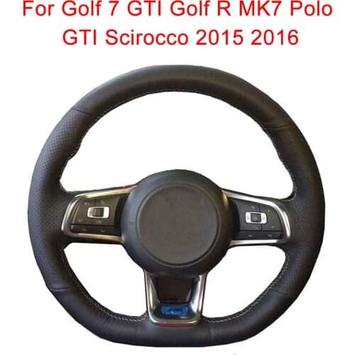 Customized Car Steering Wheel Cover For VW Golf 7 GTI Golf R MK7 Polo GTI Scirocco 2015 2016 Leather Braid For Steering Wheel