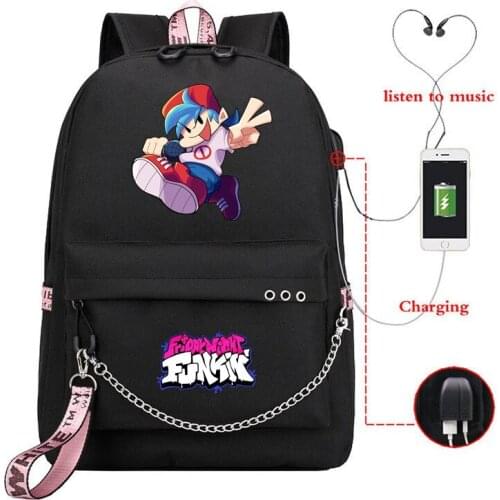 Boys Girls Fashion Backpack Game Friday Night Funkin School Bag Bookbag Women Men USB Travel Shoulder Laptop Bags