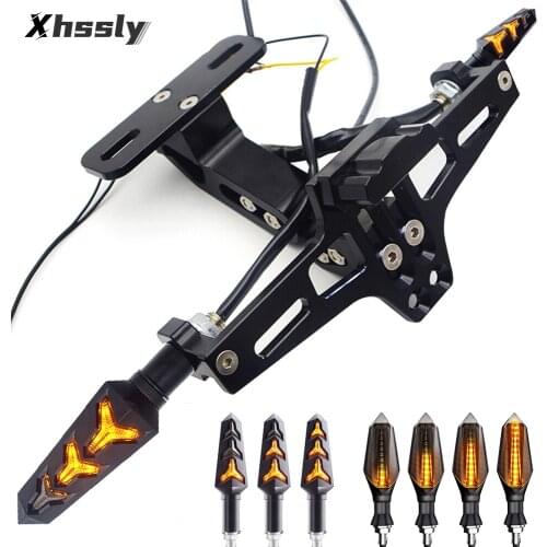 Motorcycle Rear License Plate Mount Holder Bracket Flow Turn Signal Light For APRILIA Shiver 750 V4 Rsv4 Rs Shiver Sr 50