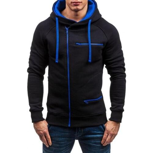 2021 Sports Men Hooded Coat Contrast Colors Drawstring Solid Color Long Sleeve Hoodies Jogger Male Jacket Sweatshirt Winter