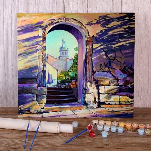Landscape Lviv Painting By Numbers Kit Acrylic Paints 40*50 Canvas Painting Home Decoration Crafts Adults Handiwork