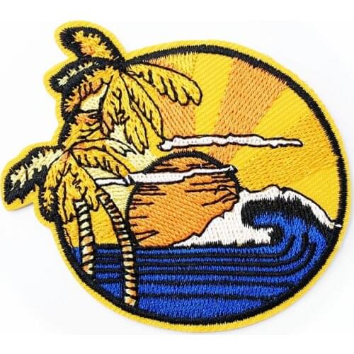 Seaside Size:7.5x7.5cm Cloth Iron On Patch Badge Embroidered Badges Abstract Kids Patches For Clothes Stickers 0048