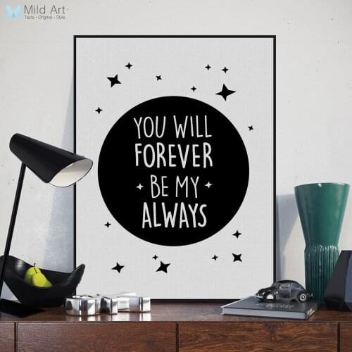Nordic Minimalist Black White Star Typography Love Quotes A4 Art Print Poster Wall Picture Canvas Painting Kids Room Home Decor