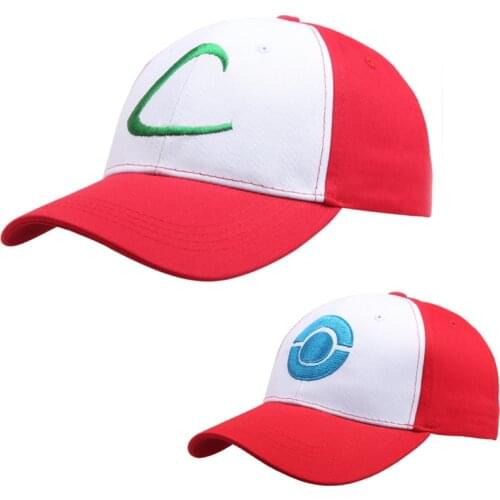 New Anime Ash Ketchum Embroidery Baseball Cap Adjustable Cartoon Cosplay Dad Hat Cotton Sport Snapback Hat Men Women Hiphop Cap