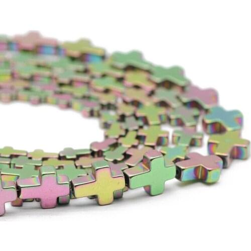 Jesus Cross Shape New Green Hematite Natural Stone 4x6/6x8/8x10MM Spacer Loose Beads For Jewelry Making DIY Bracelet Accessories