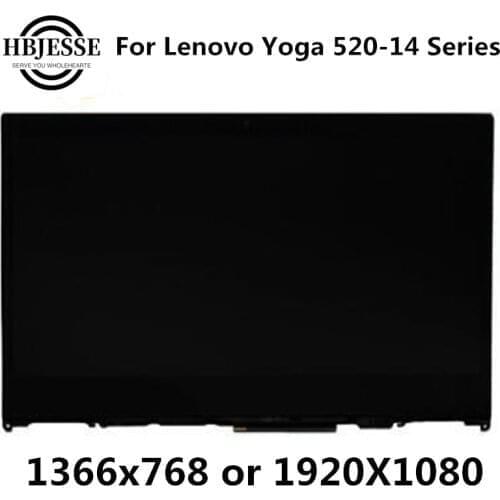 Original For Lenovo Yoga 520-14 520-14ikb 80X8 80YM Laptop LCD Screen+Touch Digitizer Assembly with Frame 1366x768 or 1920x1080