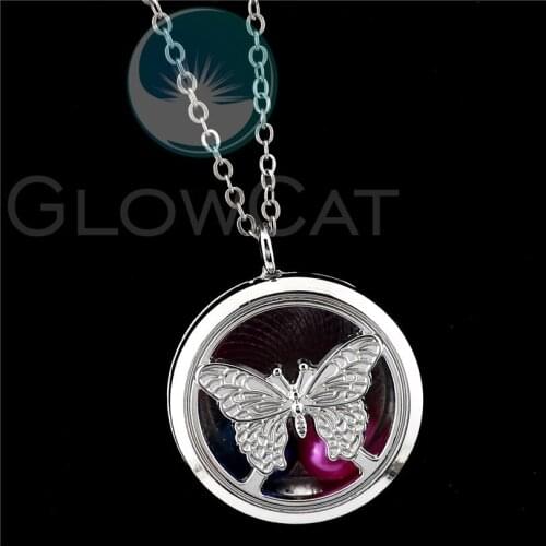 Butterfly Perfume Locket 50cm Steel Chains Essential Oil Aromatherapy Diffuser Locket Pendant Necklace