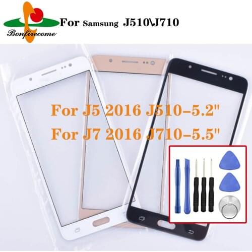 For Samsung Galaxy J5 2016 J510 J510F J510FN Front Touch screen Panel LCD Out Glass Cover Lens For Galaxy J7 2016 J710 J710F
