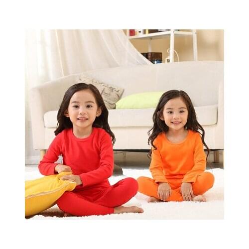 Toddler Girls Pajamas Set Spring Autumn Kids Solid Pure Cotton Long Underwear Children Boys Long Sleeve Sleepwear Baby Pajamas