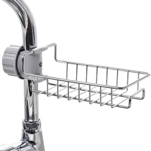 Stainless Steel Faucet Hanging Sink Storage Holder For Bathroom Kitchen Dish Cloth Drain Dry Towel Storage Rack Organizer