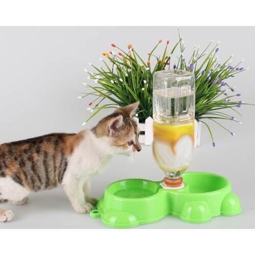 Dual Port Dog Utensils Bowl Cat Drinking Fountain Pet Food Dish Automatic Water Dispenser Feeder RERI889