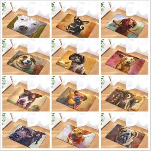 Doormat Carpets Oil Painting Dog Print Mats Floor Kitchen Bathroom Rugs 40X60
