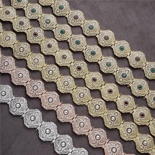 2021 Jul Moroccan Algeria Chic Caftan wedding gold and silver color Metal Luxury belt for Women Belt Chain Adjustable Length