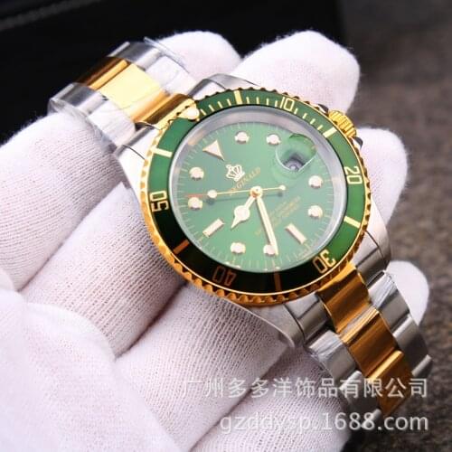 Luxury HK Brand Fashion Men Dress GMT Sapphire Glass Date Full Stainless Steel Dress Quartz Gold Clock Business Business Watches