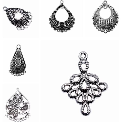 Sejuani diy charms for jewelry making kit pendant for bracelet jewelry accessories Drop-Shaped Hollow Porous Earring Connector