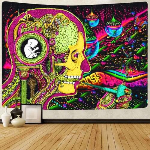 Simsant Psychedelic Tapestry Abstract Arabesque Mysterious Art Wall Hanging Tapestries for Living Room Home Dorm Decor