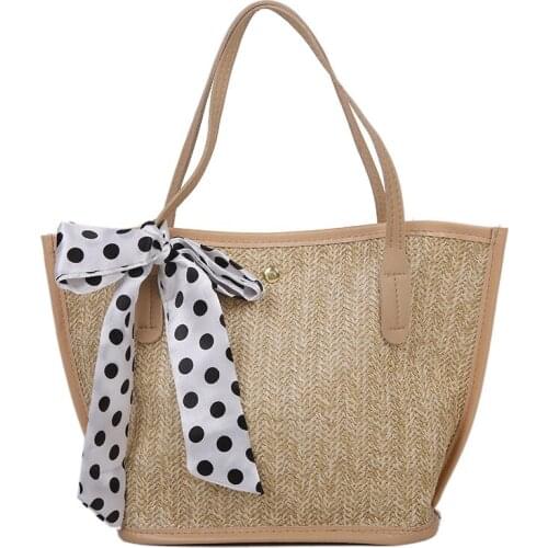 Straw Beach Bag Vintage Handmade Women Shoulder Bag Simple Ladies Purses and Handbags Bohemian Summer Vacation Casual Bags