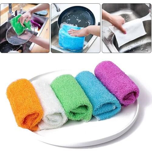 Superfine Fiber Soft No Static Absorbent Dish Towel Kitchen Towel Fiber Dishcloth Dish Rag Resistant Oil Dirty Washcloth Rag
