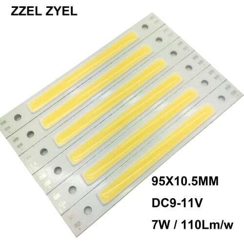 5PCS/LOT Strip COB LED Chips DC9V 7W 110lm/w High Lumens CRI80RA For DIY Working Lights