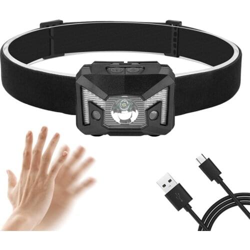 SANYI XPE LED Headlight Flashlight 5 Modes Head Lamp USB Built-in Battery Headlamp Press Switch and Sensory Switch Torch