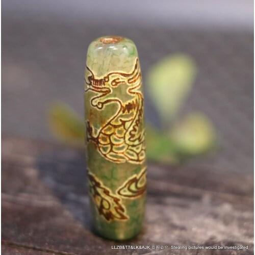 UPD0514A16 Ultra Energy Tibetan Old Agate Swaying Dragon Vein dZi Bead Amulet Totem Pendant Timestown zhang