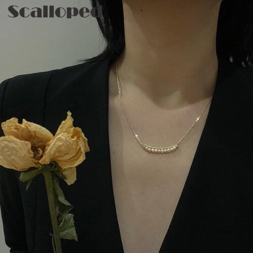 SCALLOPED Baroque Vintage Pearl Necklace Luxurious Stainless Steel Gold Chains Noble Women Choker Jewelry Anniversary Gifts