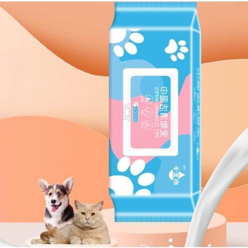 Pet Wet Wipes 80PCS Milk Flavor Portable Cats And Dogs Eye Butt Paw Cleansing Wipes Pet Wipes For Cats And Dogs Cleansing Supply