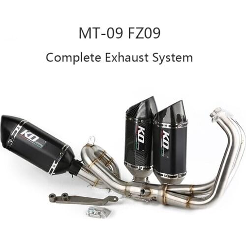 For Yamaha MT-09 FZ09 Exhaust System Motorcycle Slip-on Header Link Pipe 51mm Carbon Fiber Muffler Escape Removable DB Killer