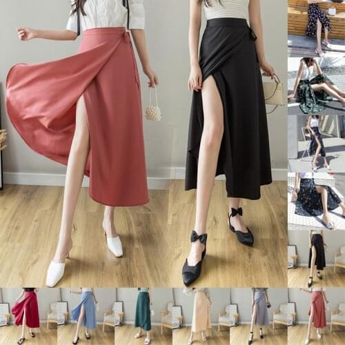Women Summer Skirts High Waist Side Tie Wrap Skirt Chiffon Midi Casual Beach Elegant A-LINE Fashion New Empire Skirt