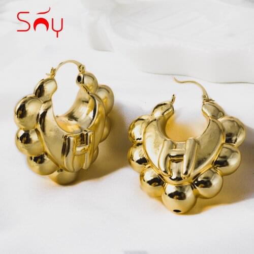 Sunny Jewelry Fashion New Copper Big Hoop African Dubai Earrings For Women High Quality Exquisite Stereoscopic Classic Party