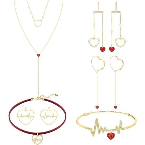 ONew 925 silver romantic fashion womens necklace earrings bracelet set decoration heartbeat moment girl ladylight luxury n