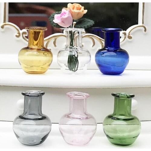 1: 12 Dollhouse Glass Miniature Kids Toy Decoration Vase Pot