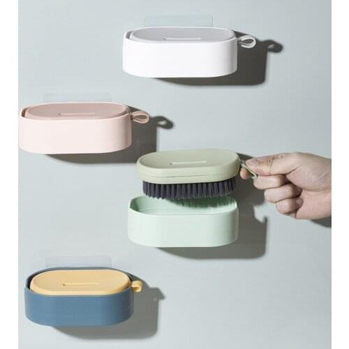 1Pc Cleaning Brush with Stroage Rack Shoes Brush Clothes Bath Brushes Kitchen Cleaning Brushes House Cleaning Tool Accessories