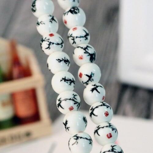 20pcs 8mm 10mm 12mm Big Large Hole Ceramic Beads Flower Blue And White Porcelain Beads Handmade DIY Jewelry Making Accessories