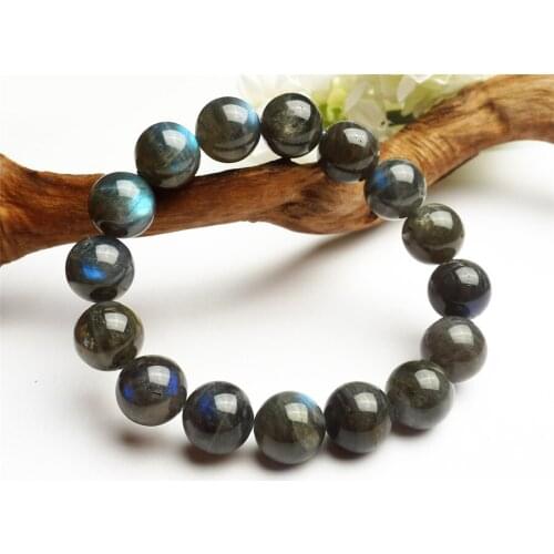 2017 New Arrival Fashion Stretch Power Bracelets For Women Mens 15mm Big Round Crystal Bead Natural Labradorite Bracelet