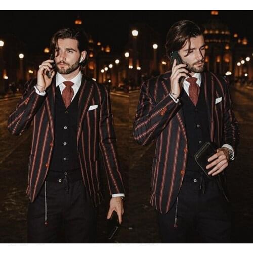 3 Pcs Handsome Mens Suits Dubai Arabic Wedding Tuxedos Peaked Lapel 2020 Groom Groomsmen Suit Custom Made Top Quality