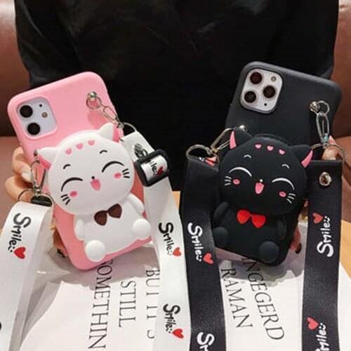 3D Cartoon Cat Wallet Case For Huawei Y6 2017 Y5P Y5 2019 Y5 Lite Y3 2017 P10 Selfie P9 Plus P8 Lite 2017 Cute Soft TPU Cover