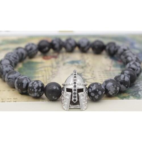 8mm iyi6 helmet silver gold copper micro pave cz zircon cubic zirconia Bracelet black agate Onyx Buddha Yoga Bangles