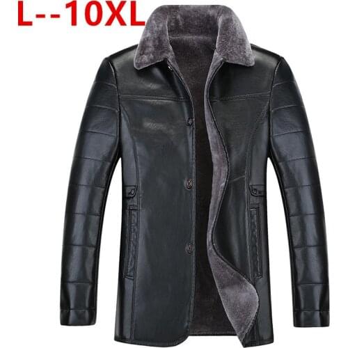 Plus size 10XL 8XL 6X New Winter Motorcycle male Leather Jacket Men Windbreaker PU Jackets Male Outwear Warm PU Baseball Jackets