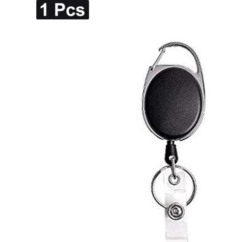 60CM Black Wire Rope Keychain Badge Reel Retractable Recoil Anti Lost Key Ring Outdoor Key Ring Return Retractable Key Chain