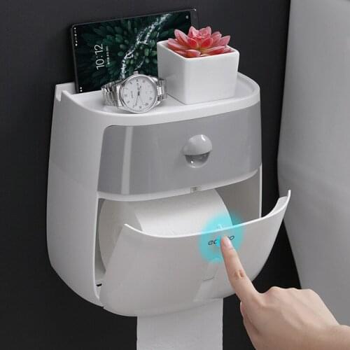 Bathroom Toilet Paper Holder Waterproof Wall Mounted Toilet Paper Tray Roll Paper Tube Storage Box Tray Tissue Box Shelf