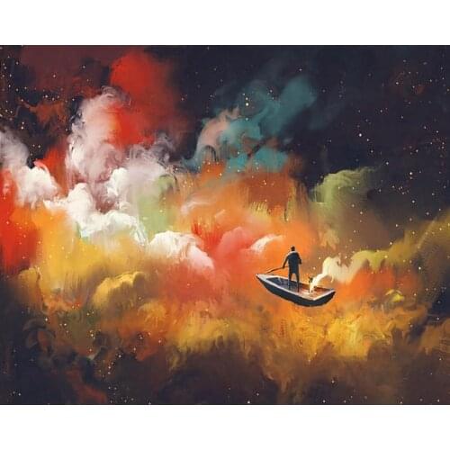 DIY Painting By Numbers Journey To Outer Space Kit Oil Picture By Numbers Landscape Wall Art Painting on Canvas Home Decoration