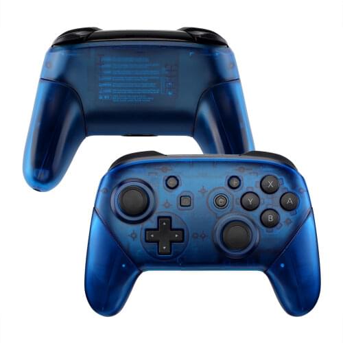 Transparent Blue Plastic Faceplate Backplate Housing Shell with Handles Replacement with Tools for NS Switch Pro Controller