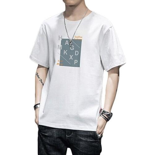 Men Fashion Summer T-shirt 100% Cotton Casual T Shirt Basic O-neck Loose Tees Streetwear Male Tops