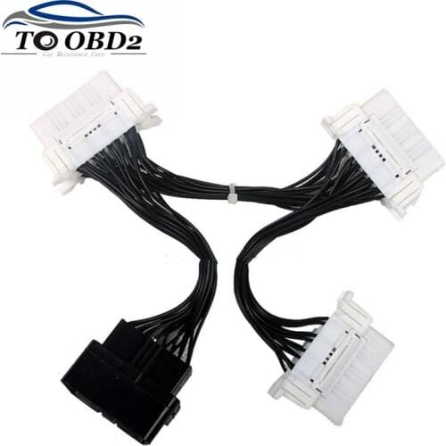 OBD2 16PIN Male to Three Female Y Cable OBD 2 16 pin 1 to 3 Splitter Extension Cable Auto Car Connector free shipping