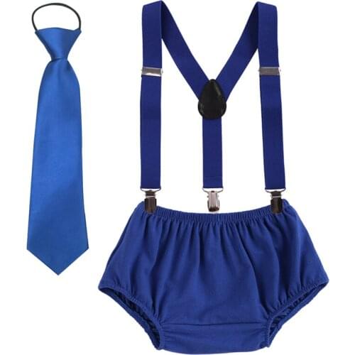 3pcs Set Baby Boy Girl Clothes Diaper Cover Pants Clip-on Suspenders Y Back Braces Necktie Photography Props Cake Smash Outfits