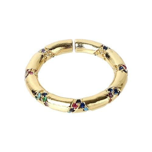 Chunky Rainbow CZ Zircon Crystal Wedding Engagement Rings Gold Round Circle Finger Ring Women Men Bridal Jewelry Gift